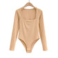 Square Neck Long Sleeve Skinny Slim Bodysuit