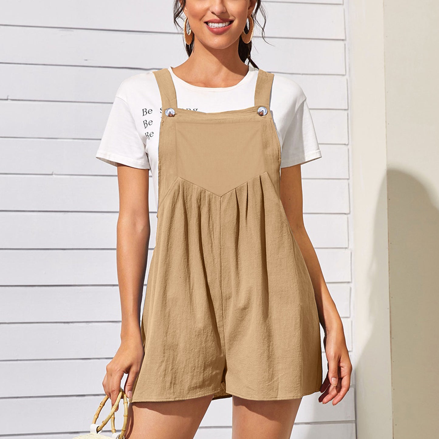 Summer Women's Cotton Linen Sleeveless Jumpsuit
