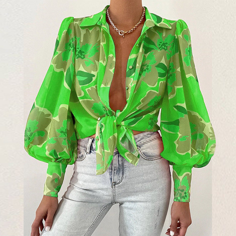 Popular Printed Shirt Women's Cardigan