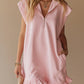 V-Neck Sleeveless Dress - Women's Casual Summer Dress With Two Front Pockets And Back Zipper Closure For Daily Wear