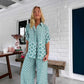 Printed Casual Fashion Shirt Wide Leg Pants Suit