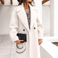 Double-breasted Suit Collar Solid Color Long Woolen Outer