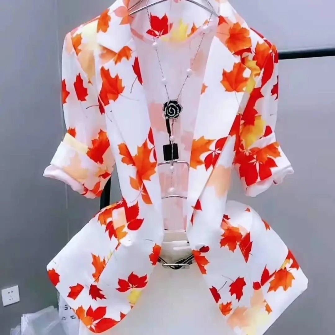 Thin Cardigan Sunscreen Printed Coat Slim-fitting Suit