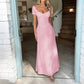 Elegant Pure Color Tied Pleating Puff Sleeve French Dress