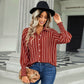 Ladies Fashion Casual Loose Versatile Shirt Striped Top