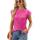 Solid Color Wave Pattern Bat-sleeve T-shirt Summer Loose Vest Casual Tank Womens Clothing