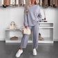 Women's Solid Color Loose-fitting Casual Pullover Trousers Two-piece Set