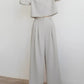 Loose-fitting Solid Color Long Sleeves Casual Two-piece Suit Wide Leg Pants Suit