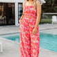 Women's Fashionable Digital Printing Suspender Wide-leg Trousers Suit