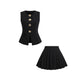 Solid Color Skirt Outfit High-grade Sleeveless Two-piece Vest Set