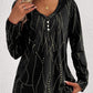 Casual Button Geometric Printed Long-sleeved T-shirt