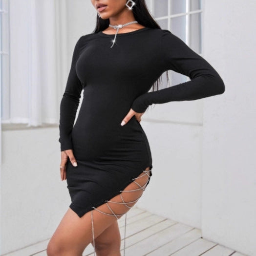Side-slit Sexy Bodycon Long-sleeve Dress