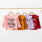 European And American Flower Letter Pattern Flounced Sleeve Bow Girl's Three-piece