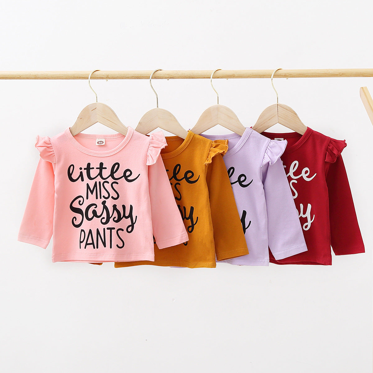 European And American Flower Letter Pattern Flounced Sleeve Bow Girl's Three-piece