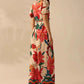 Women's Deep V-neck Printed Fashion Wide-leg Jumpsuit
