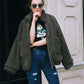 BF Wind Long Sleeve Pocket Casual Loose Plush Jacket