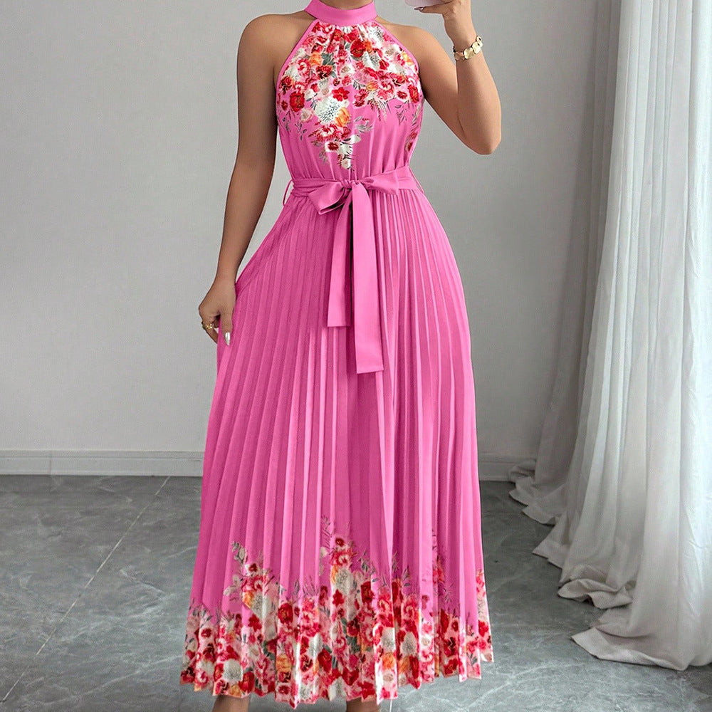 Women's Fashionable Printed Pleated Dress