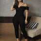 Solid Color Jumpsuit With Frilly Edge