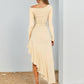 Wave Swing Slant Shoulder Elegant Waist Long Sleeve Dress