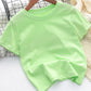 T-shirt blanc à manches mi-longues pour garçons et filles