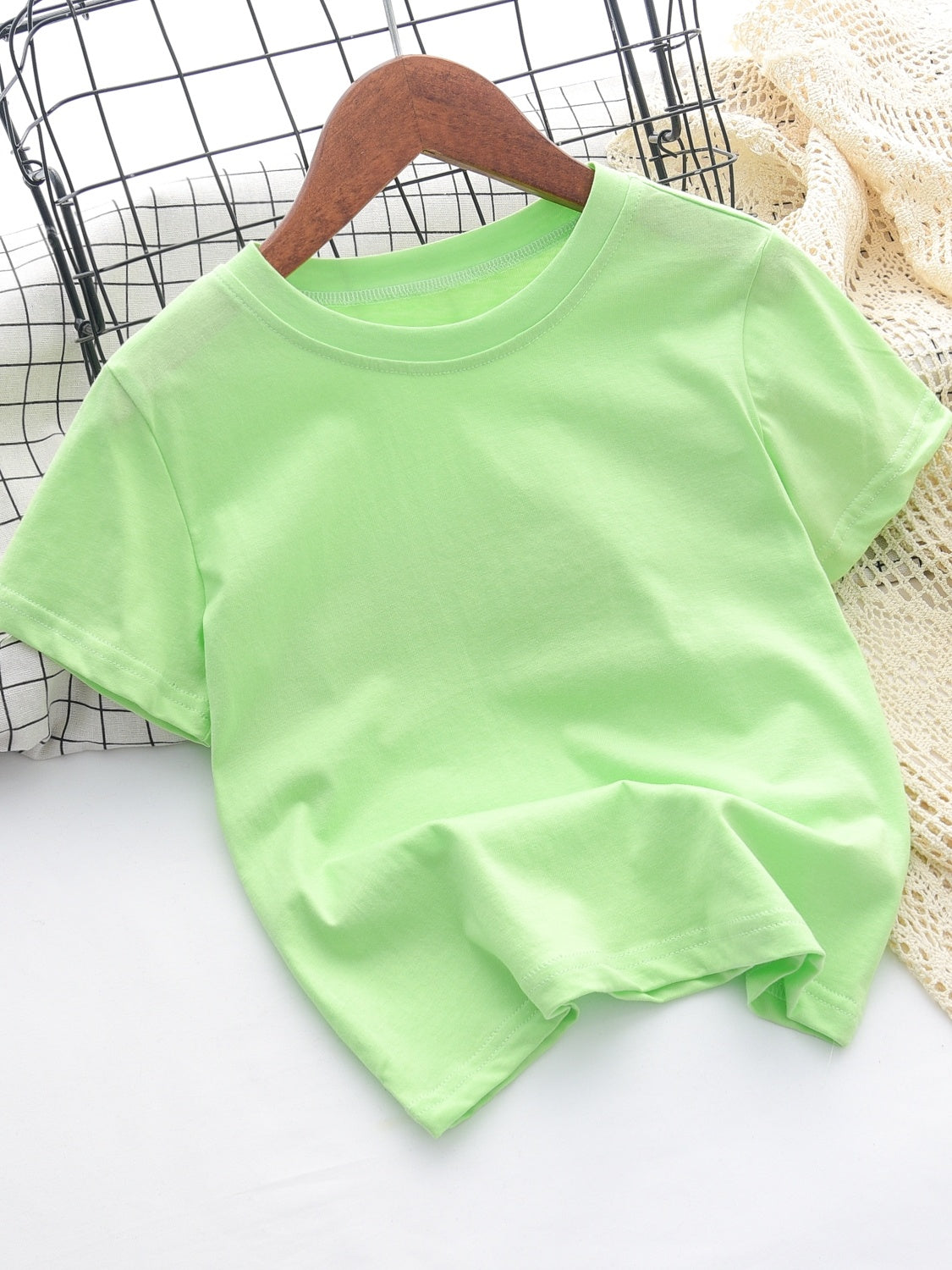 T-shirt blanc à manches mi-longues pour garçons et filles