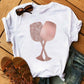 T-shirt Kawaii Verre à Vin Rose Gold