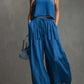 Womens Two-piece Set Loose-fitting Vest And Wide-leg Pants