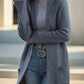 Nouveau cardigan tricoté à manches longues et col polo, couleur unie, avec poches amples, pour femme
