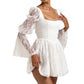 Autumn New Square-neck Long Sleeve Waist Lace Dress
