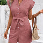 Summer Leisure Commute Jumpsuit Pinstripe Short Sleeve One-piece Shorts