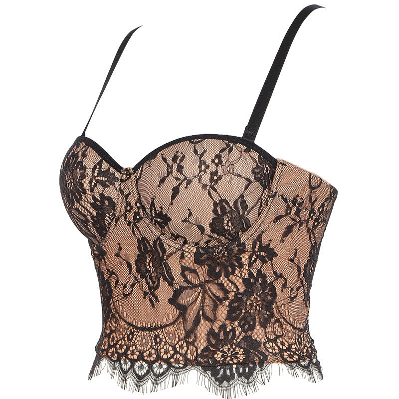 Lace Halter Beauty Back Wrap Bra To Prevent Nakedness