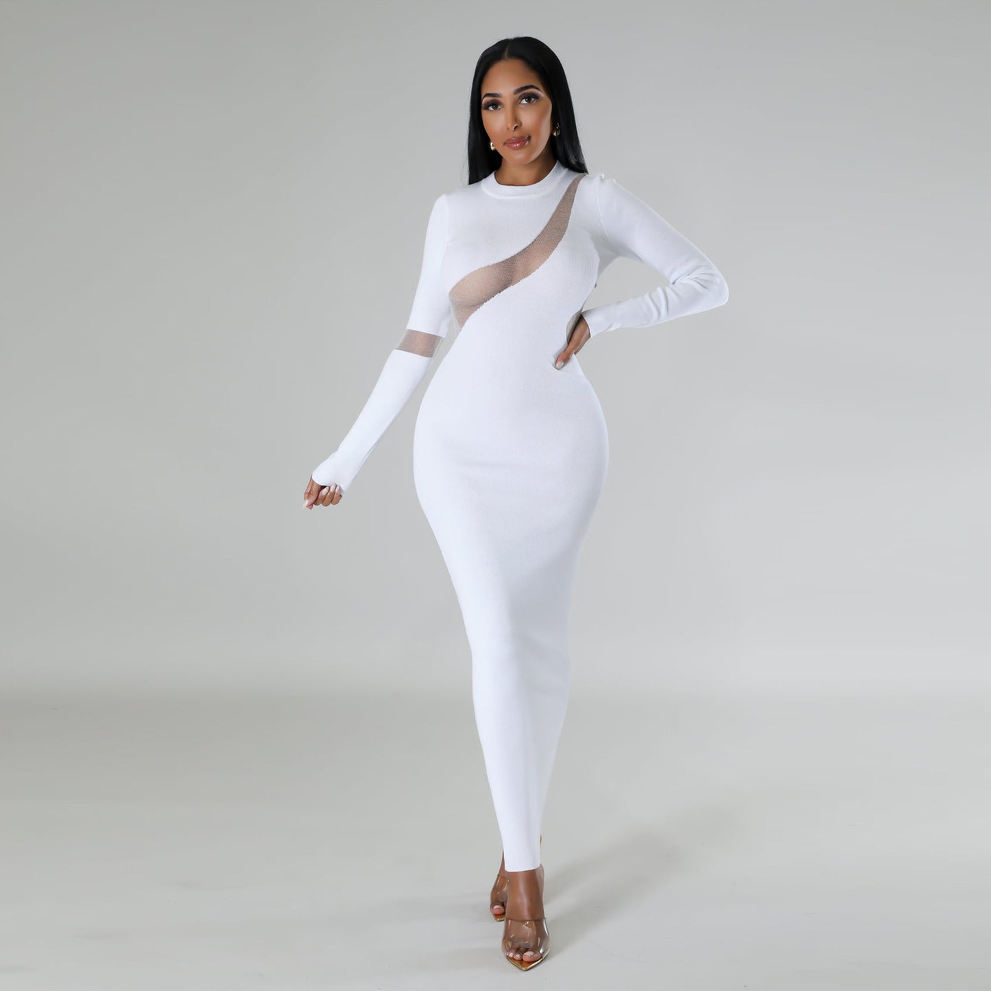 Robe fourreau sexy en maille ajustée