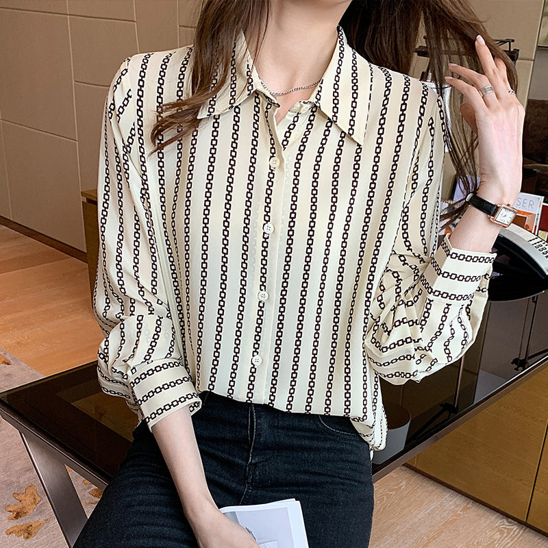 Fashion Personality Stripe Printed Shirt Women