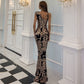 Robe de soirée longue et fine, style sirène, à paillettes, pour femme