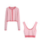 Ladies Casual Versatile Small Check Knit Jacket