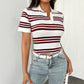Women's Two-tone Striped Short-sleeved Top
