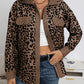 Fashion Leopard Print Corduroy Button Long Sleeve Coat For Women
