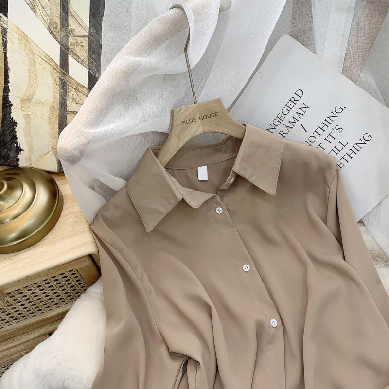 Women's Fashion Solid Color Loose Shirt Tops