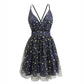 Robe à paillettes et bretelles à col en V, robe dos nu
