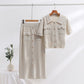 Women's New Polo Collar Sweater With Short Sleeves Skirt Knitted Two-piece