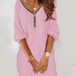 Simple Solid Color V-neck Knitted Long-sleeved Dress