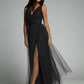 Robe de soirée sexy sans manches à col en V pour femme