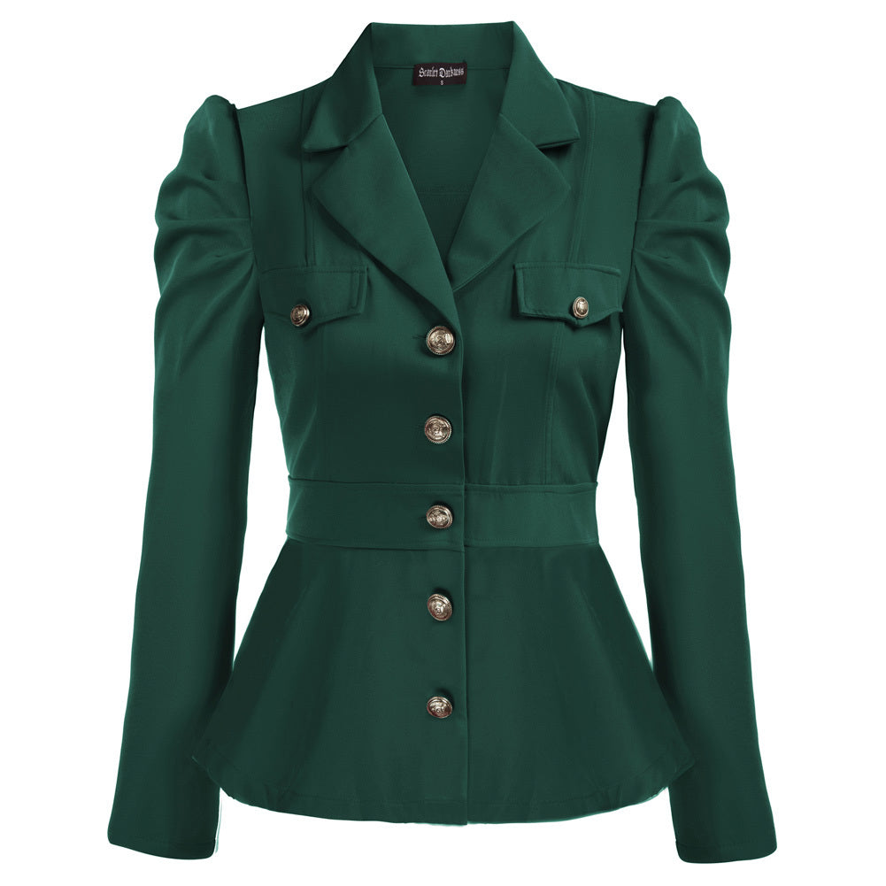Veste tendance pour femme avec revers et ourlet à volants