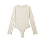 Niche Round Neck Long Sleeve Mesh Transparent Jumpsuit