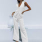 Fashion Casual Women's Cotton And Linen Trousers Suit Two-piece Set
