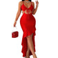 Women's Casual Solid Color Lace-up Cutout Sling Dress