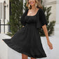 Women's Temperament Square Collar Lace-up Bow A- Line Skirt