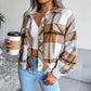 Women's Long Sleeve Plaid Coat Jacket