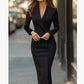 Double-breasted Blazer Dress Fashion Slim-fitting Hip-wrapped Lapel Long-sleeved Dresses Office Commuting Long Jacket Outwear For Women's Clothing