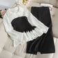 Slim Fit Fashionable Knitted Base Sweater Dress Two-piece Suit